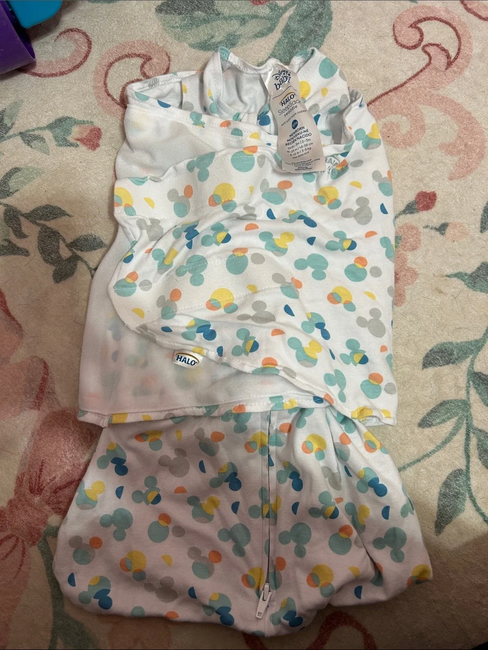 Halo White Sleep Sack Pajamas with Multi-Color Dot Mickey Print